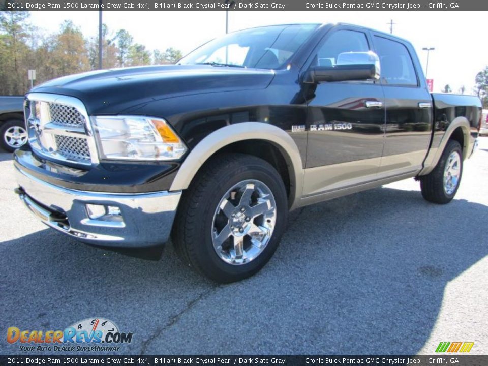 Brilliant Black Crystal Pearl 2011 Dodge Ram 1500 Laramie Crew Cab 4x4 Photo #3