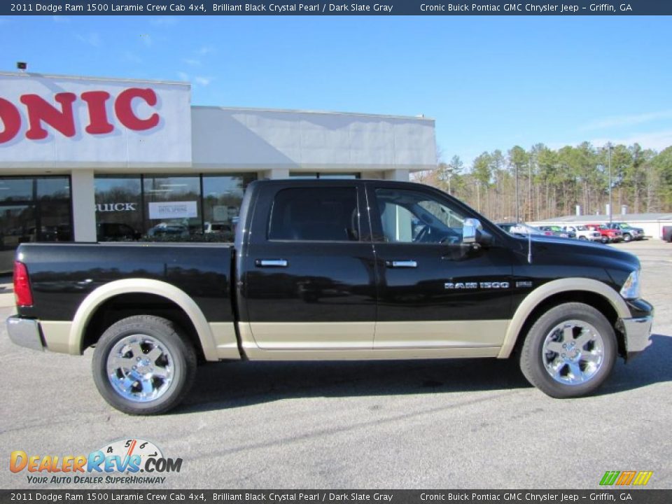 2011 Dodge Ram 1500 Laramie Crew Cab 4x4 Brilliant Black Crystal Pearl / Dark Slate Gray Photo #8