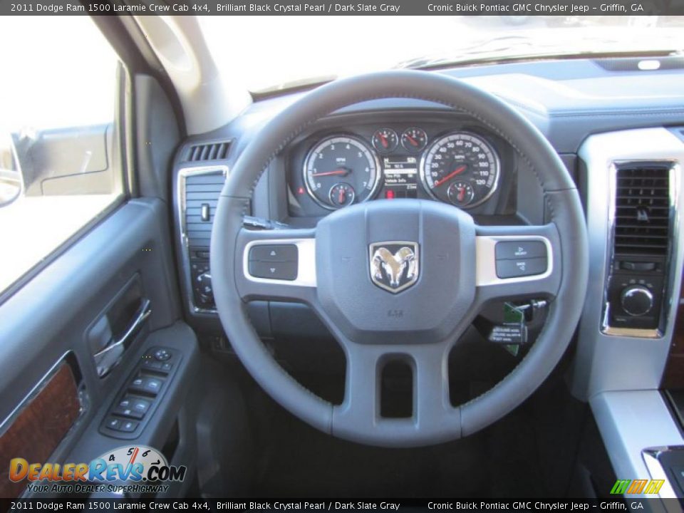 2011 Dodge Ram 1500 Laramie Crew Cab 4x4 Brilliant Black Crystal Pearl / Dark Slate Gray Photo #17