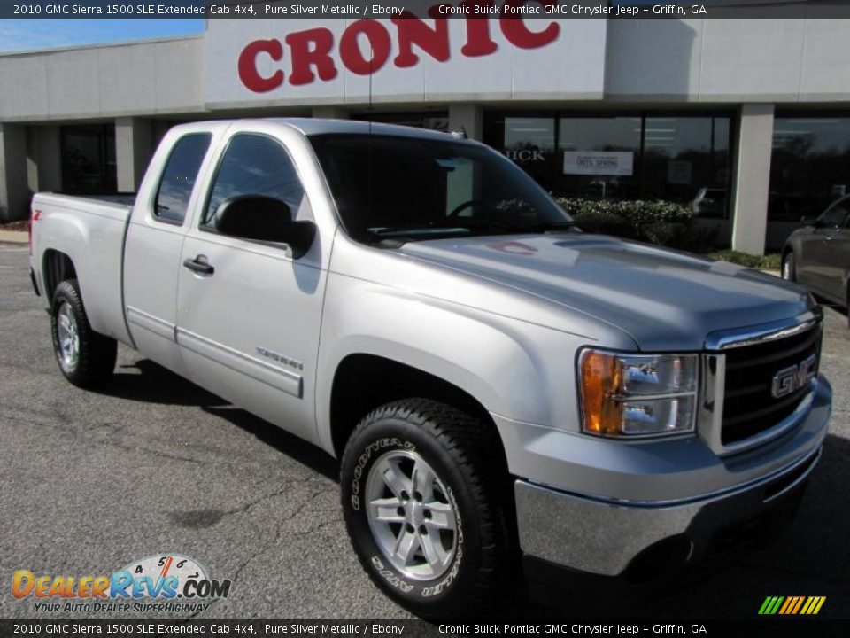 2010 GMC Sierra 1500 SLE Extended Cab 4x4 Pure Silver Metallic / Ebony Photo #1