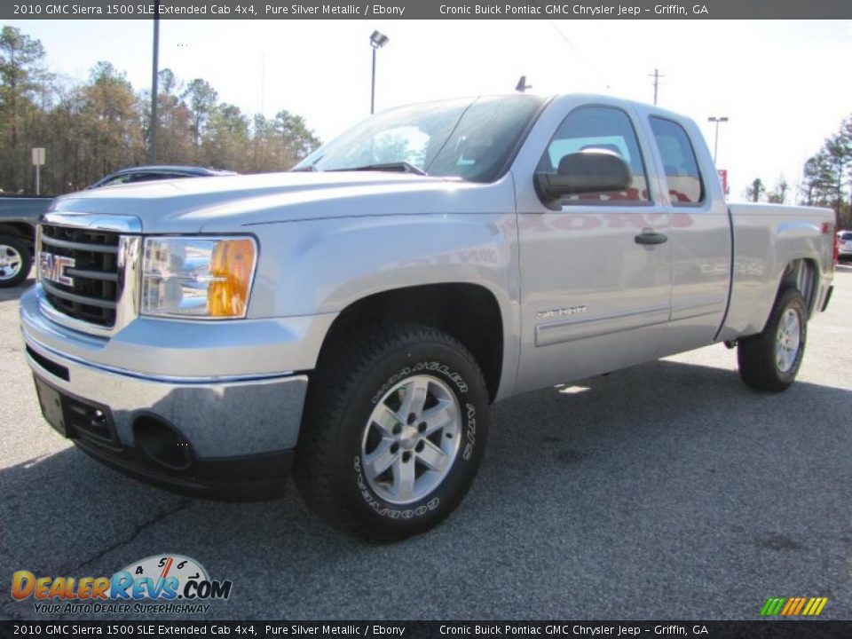 2010 GMC Sierra 1500 SLE Extended Cab 4x4 Pure Silver Metallic / Ebony Photo #3