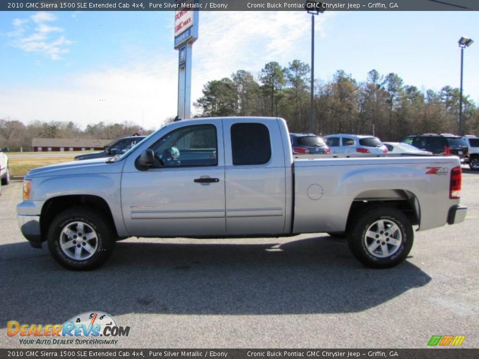 2010 GMC Sierra 1500 SLE Extended Cab 4x4 Pure Silver Metallic / Ebony Photo #4