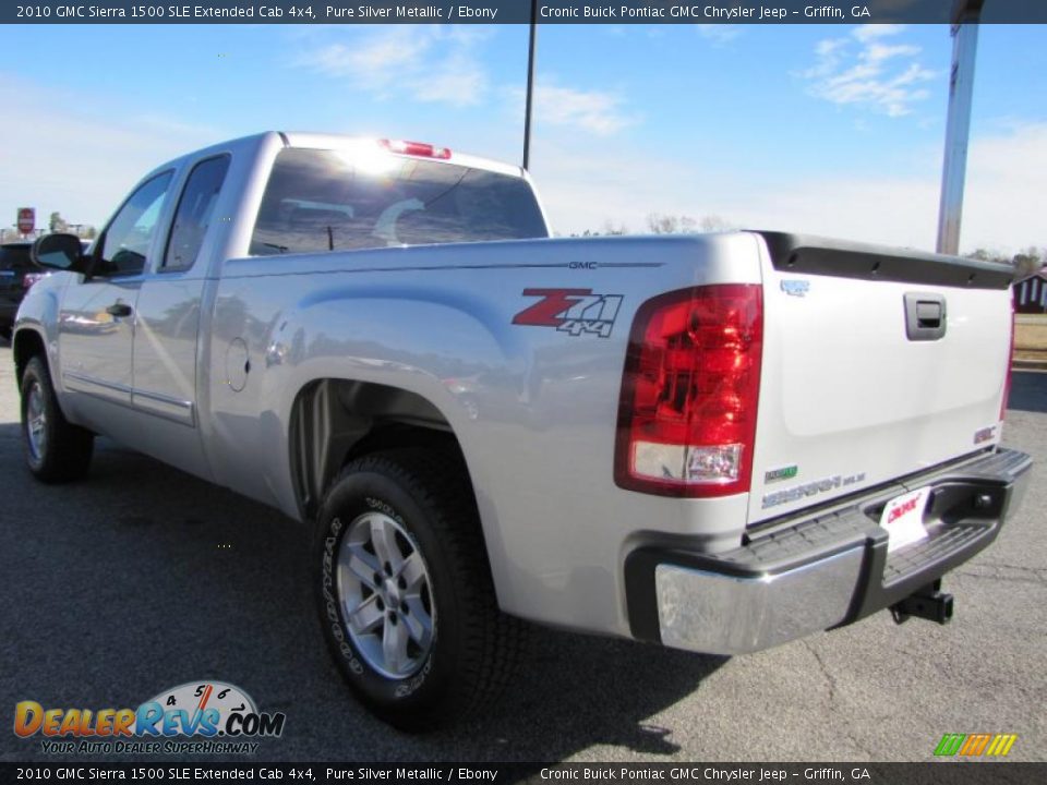 2010 GMC Sierra 1500 SLE Extended Cab 4x4 Pure Silver Metallic / Ebony Photo #5