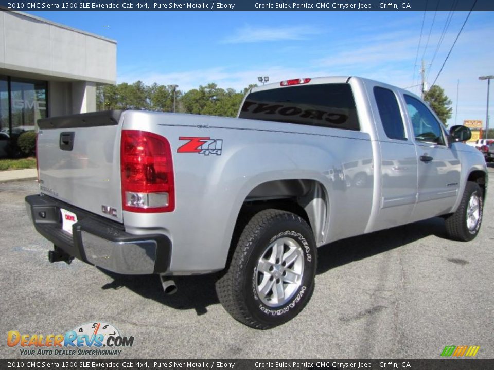 2010 GMC Sierra 1500 SLE Extended Cab 4x4 Pure Silver Metallic / Ebony Photo #7