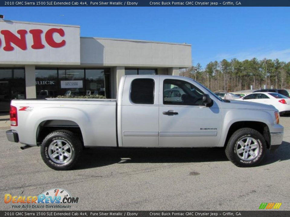 2010 GMC Sierra 1500 SLE Extended Cab 4x4 Pure Silver Metallic / Ebony Photo #8