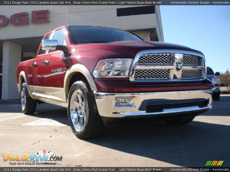 2011 Dodge Ram 1500 Laramie Quad Cab 4x4 Deep Cherry Red Crystal Pearl / Light Pebble Beige/Bark Brown Photo #1