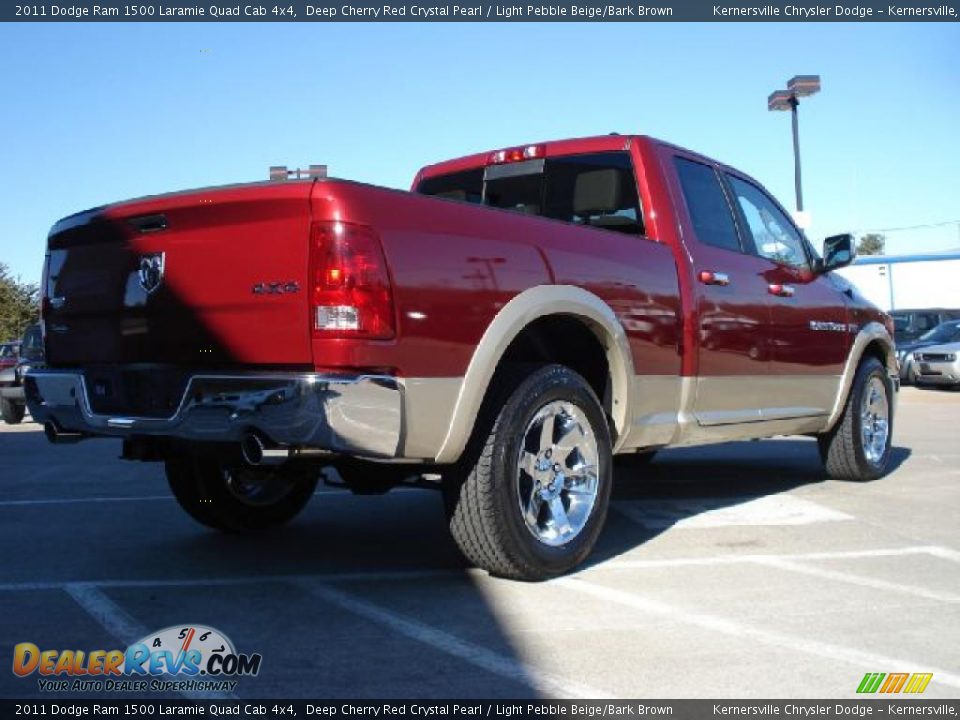 2011 Dodge Ram 1500 Laramie Quad Cab 4x4 Deep Cherry Red Crystal Pearl / Light Pebble Beige/Bark Brown Photo #3