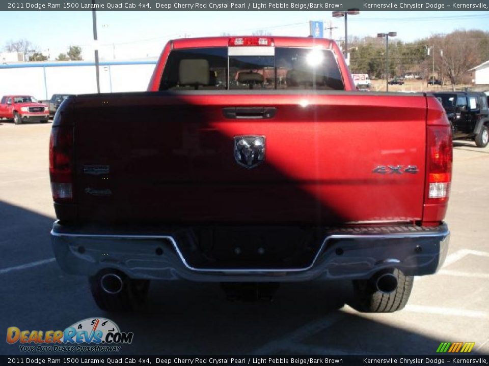 2011 Dodge Ram 1500 Laramie Quad Cab 4x4 Deep Cherry Red Crystal Pearl / Light Pebble Beige/Bark Brown Photo #4