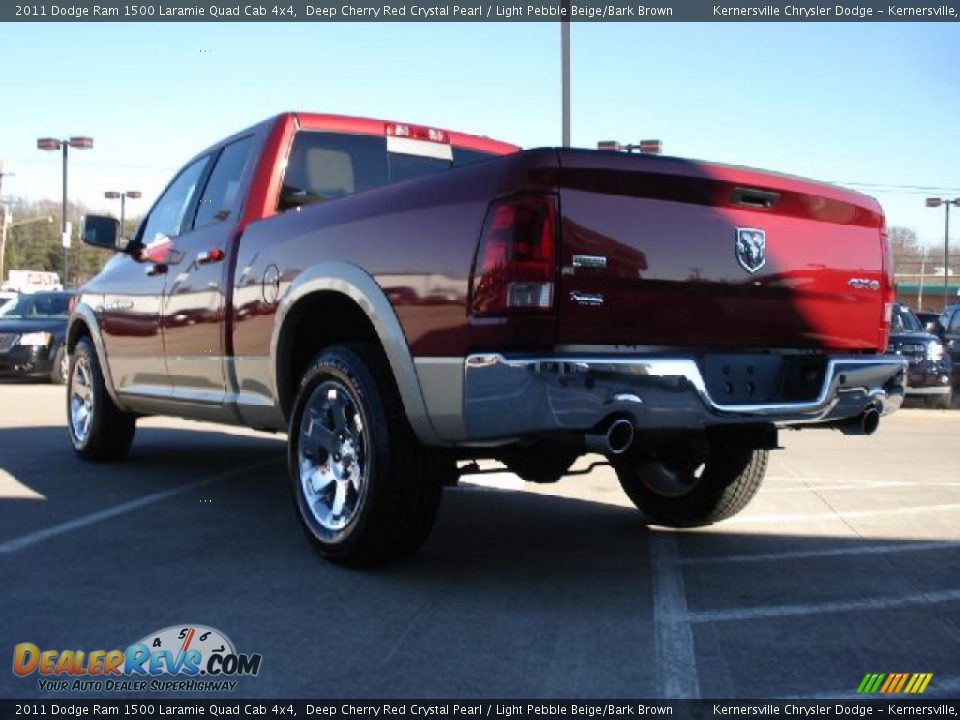 2011 Dodge Ram 1500 Laramie Quad Cab 4x4 Deep Cherry Red Crystal Pearl / Light Pebble Beige/Bark Brown Photo #5