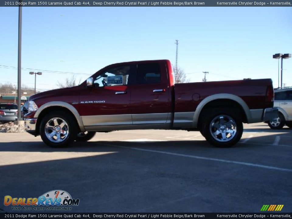 2011 Dodge Ram 1500 Laramie Quad Cab 4x4 Deep Cherry Red Crystal Pearl / Light Pebble Beige/Bark Brown Photo #6
