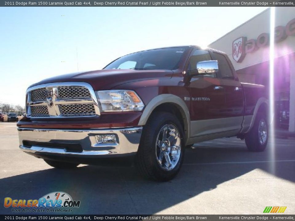 2011 Dodge Ram 1500 Laramie Quad Cab 4x4 Deep Cherry Red Crystal Pearl / Light Pebble Beige/Bark Brown Photo #7