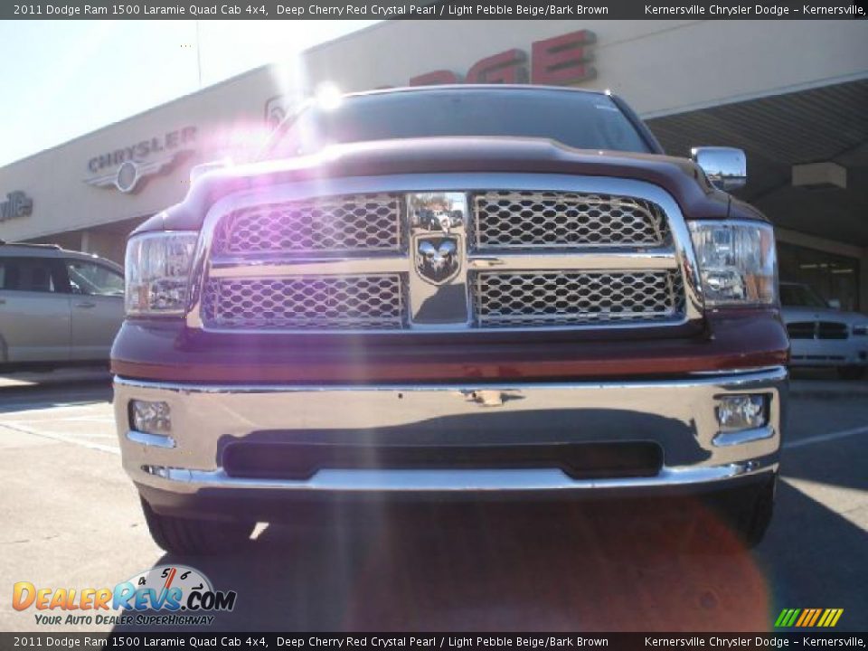 2011 Dodge Ram 1500 Laramie Quad Cab 4x4 Deep Cherry Red Crystal Pearl / Light Pebble Beige/Bark Brown Photo #8