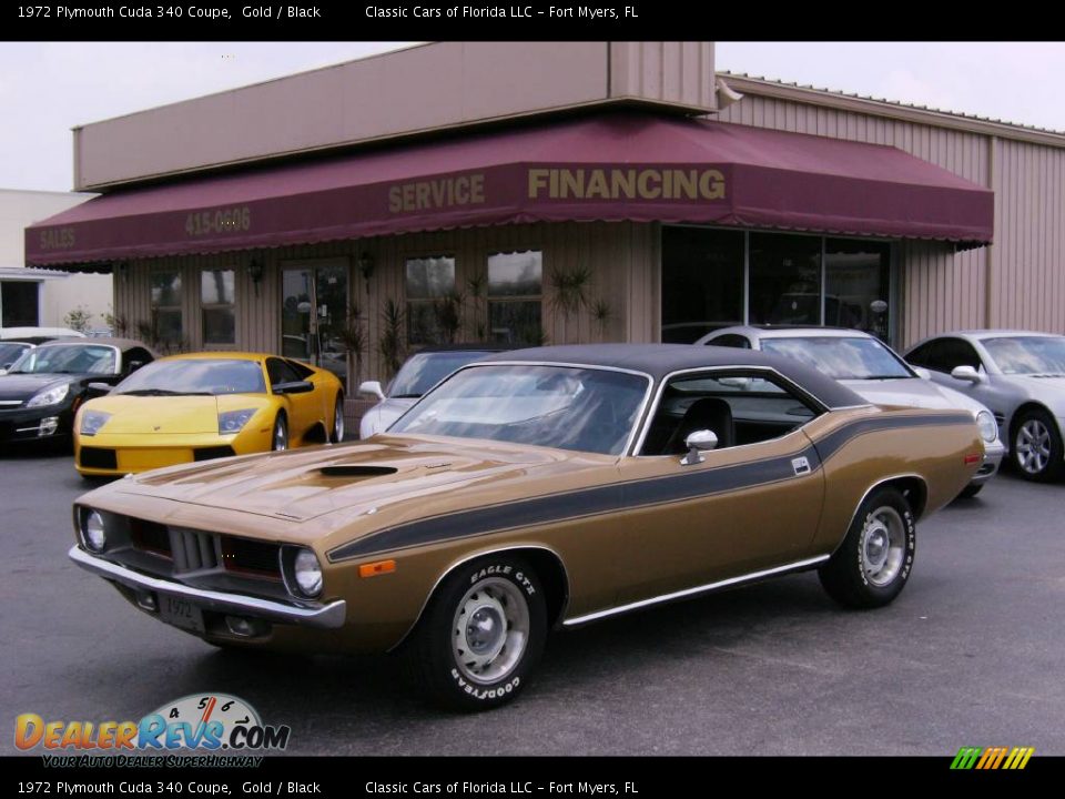 1972 Plymouth Cuda 340 Coupe Gold / Black Photo #12
