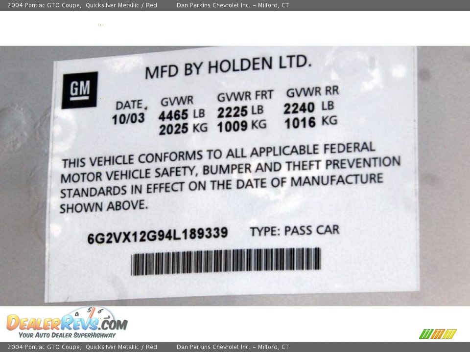 2004 Pontiac GTO Coupe Quicksilver Metallic / Red Photo #24