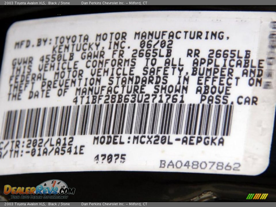 2003 Toyota Avalon XLS Black / Stone Photo #26