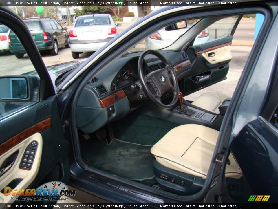 Oyster Beige/English Green Interior - 2000 BMW 7 Series 740iL Sedan Photo #9