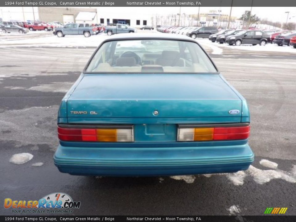 1994 Ford Tempo GL Coupe Cayman Green Metallic / Beige Photo #5