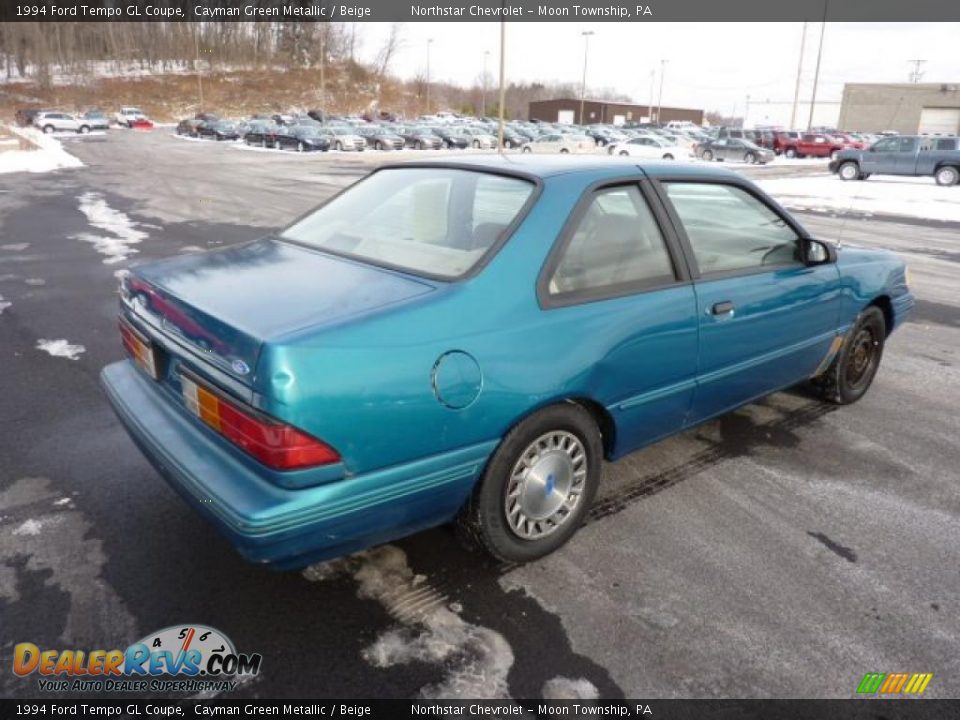 1994 Ford Tempo GL Coupe Cayman Green Metallic / Beige Photo #6