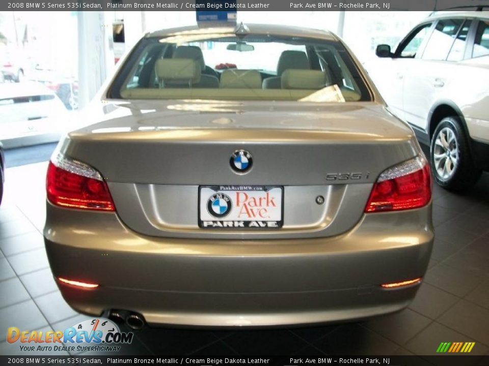 2008 BMW 5 Series 535i Sedan Platinum Bronze Metallic / Cream Beige Dakota Leather Photo #5