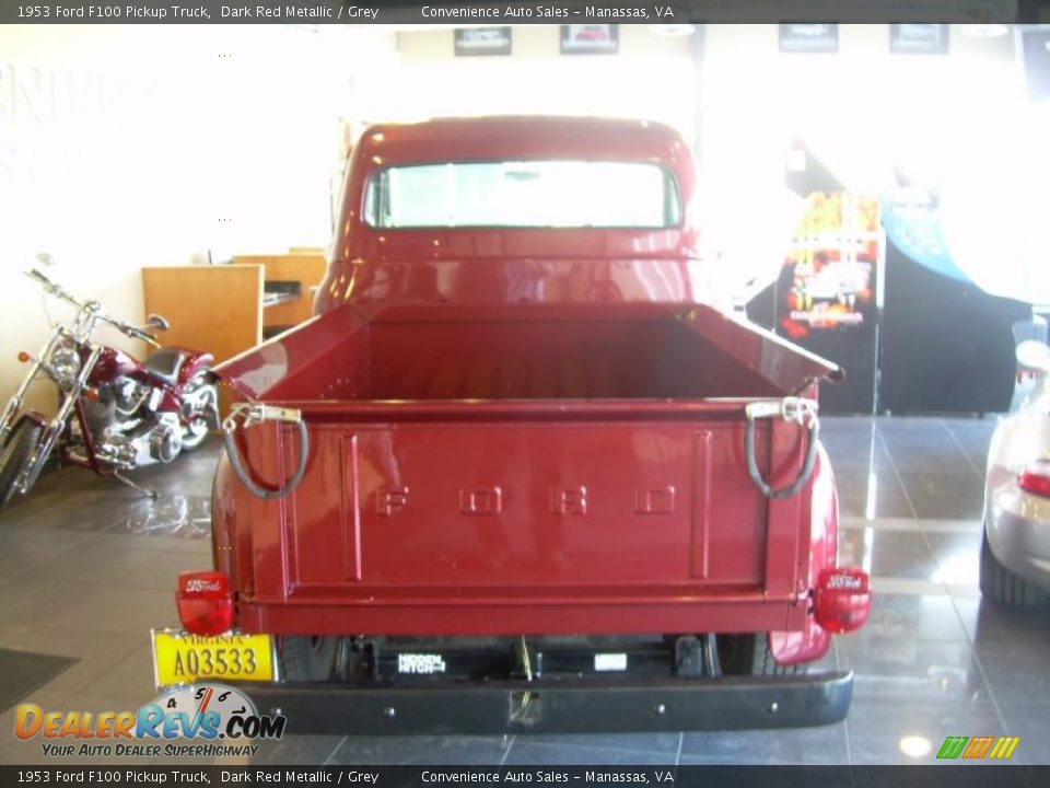 1953 Ford F100 Pickup Truck Dark Red Metallic / Grey Photo #3