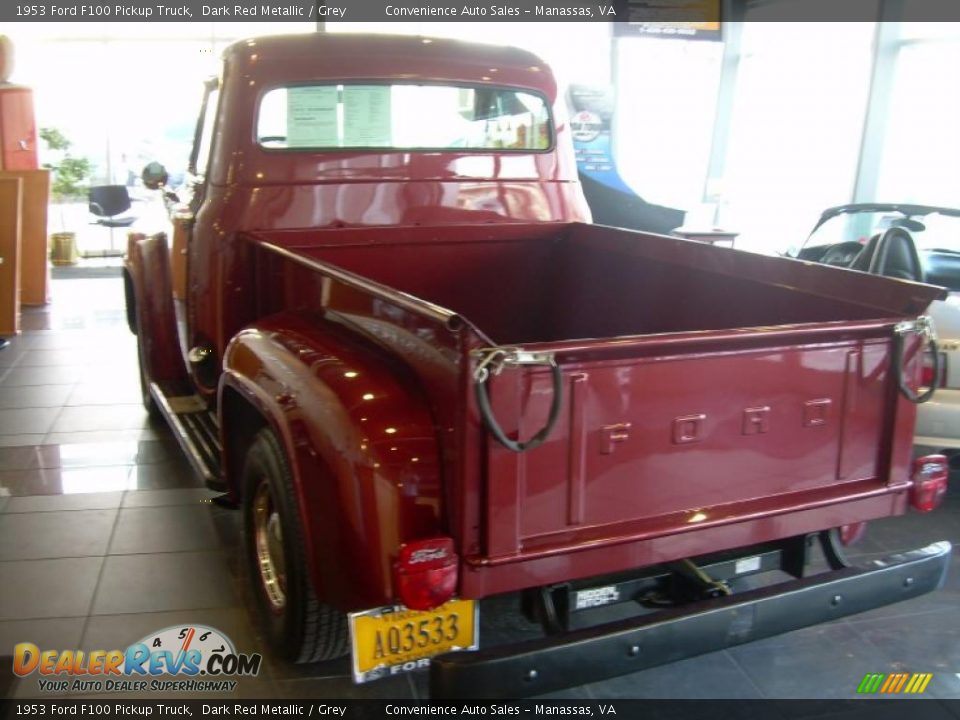 1953 Ford F100 Pickup Truck Dark Red Metallic / Grey Photo #4