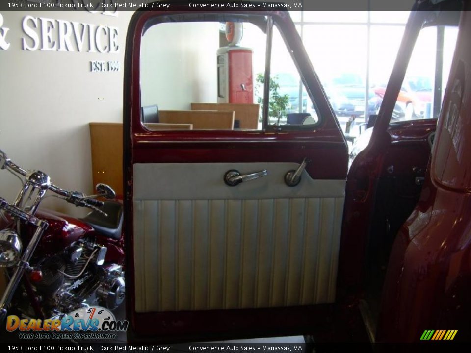 1953 Ford F100 Pickup Truck Dark Red Metallic / Grey Photo #10