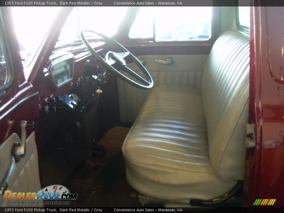 1953 Ford F100 Pickup Truck Dark Red Metallic / Grey Photo #11