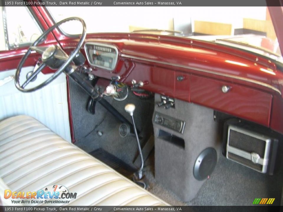 1953 Ford F100 Pickup Truck Dark Red Metallic / Grey Photo #14