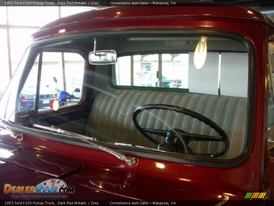 1953 Ford F100 Pickup Truck Dark Red Metallic / Grey Photo #16