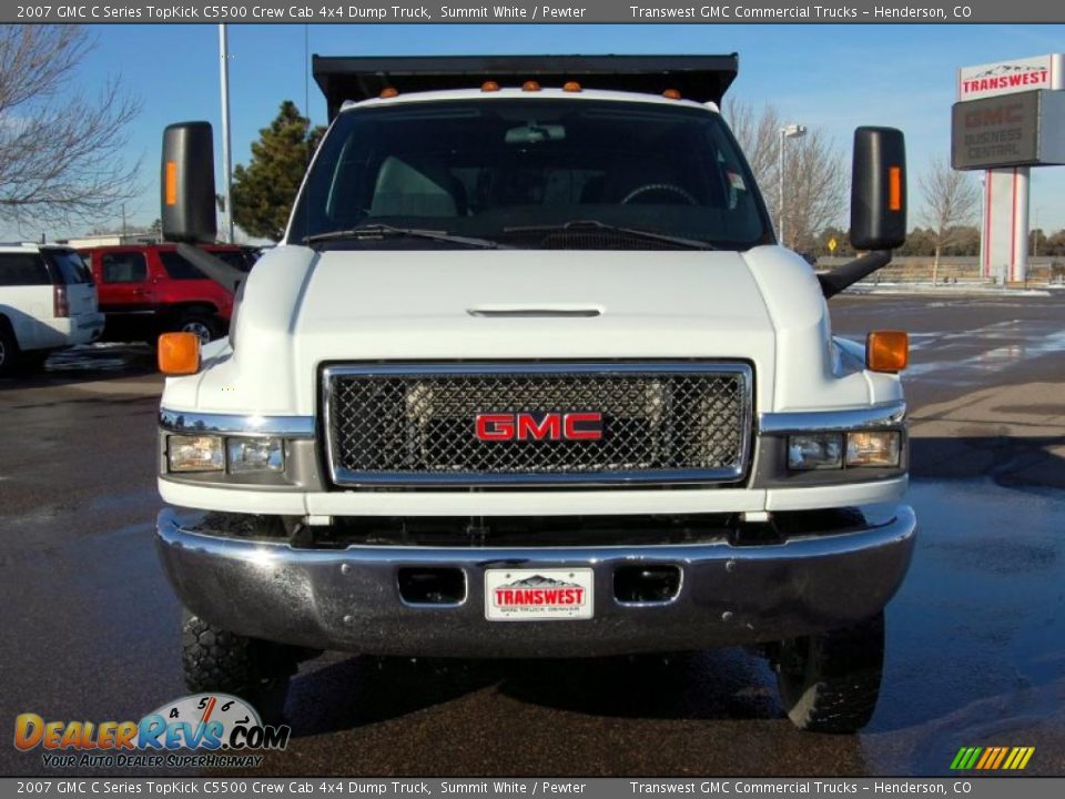 2007 GMC C Series TopKick C5500 Crew Cab 4x4 Dump Truck Summit White / Pewter Photo #2