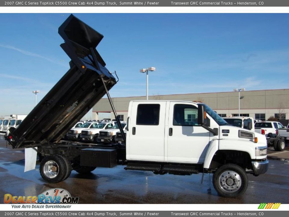 Summit White 2007 GMC C Series TopKick C5500 Crew Cab 4x4 Dump Truck Photo #3