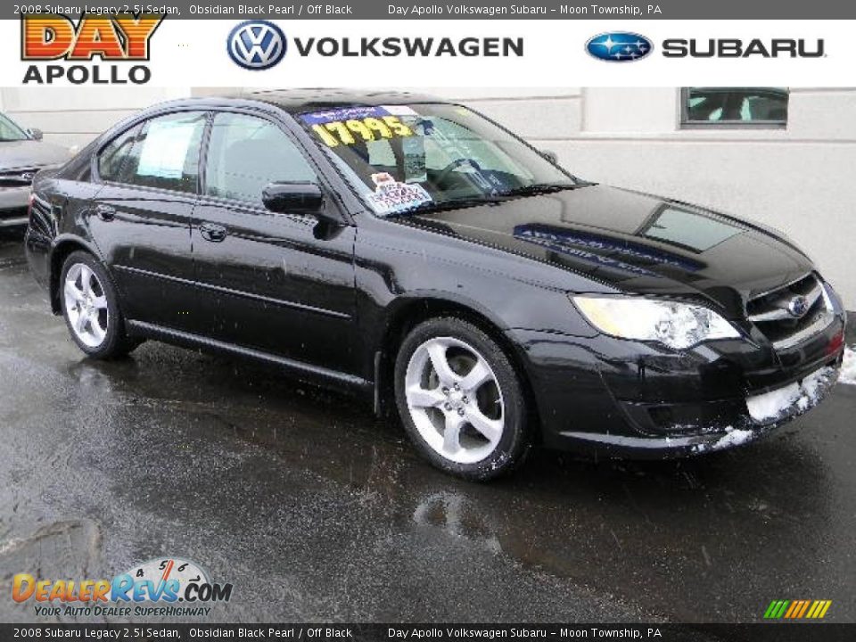 2008 Subaru Legacy 2.5i Sedan Obsidian Black Pearl / Off Black Photo #1