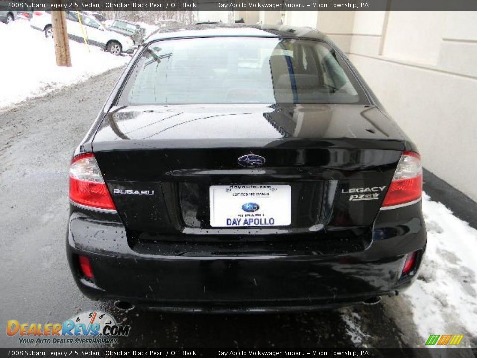 2008 Subaru Legacy 2.5i Sedan Obsidian Black Pearl / Off Black Photo #4