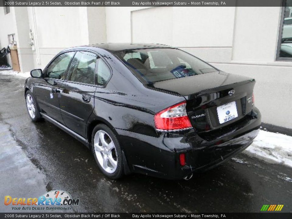 2008 Subaru Legacy 2.5i Sedan Obsidian Black Pearl / Off Black Photo #5
