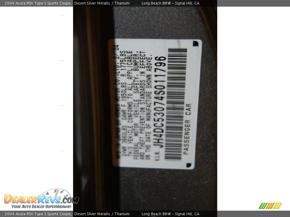 2004 Acura RSX Type S Sports Coupe Desert Silver Metallic / Titanium Photo #13