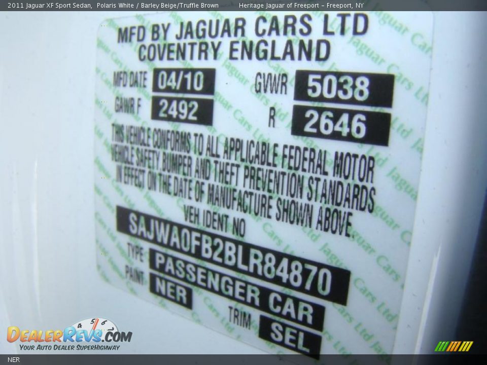 Jaguar Color Code NER Polaris White