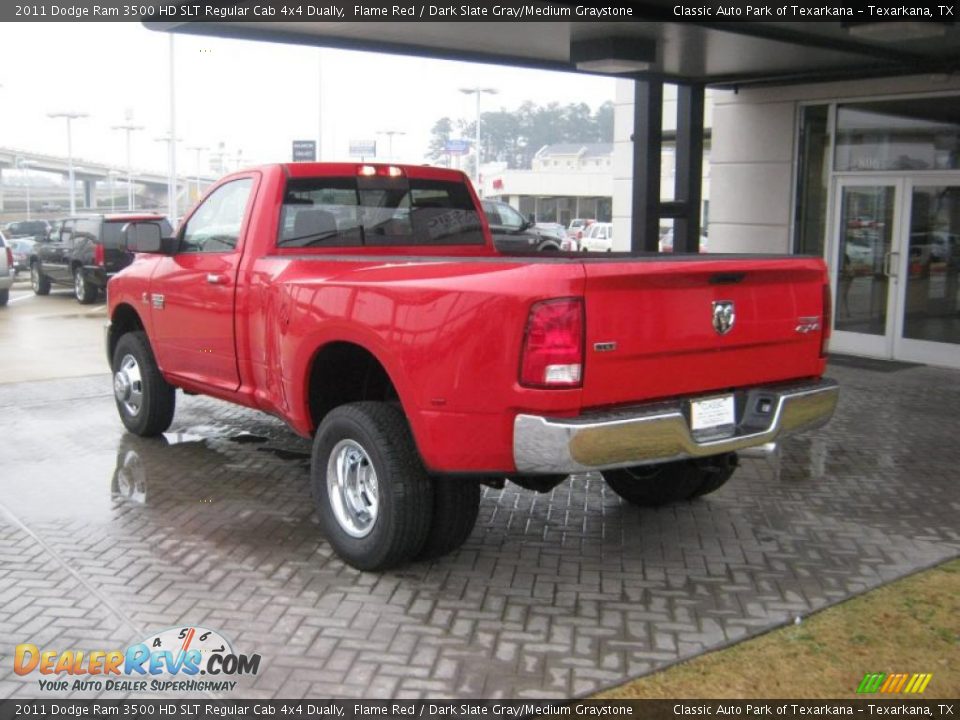 Flame Red 2011 Dodge Ram 3500 HD SLT Regular Cab 4x4 Dually Photo #3