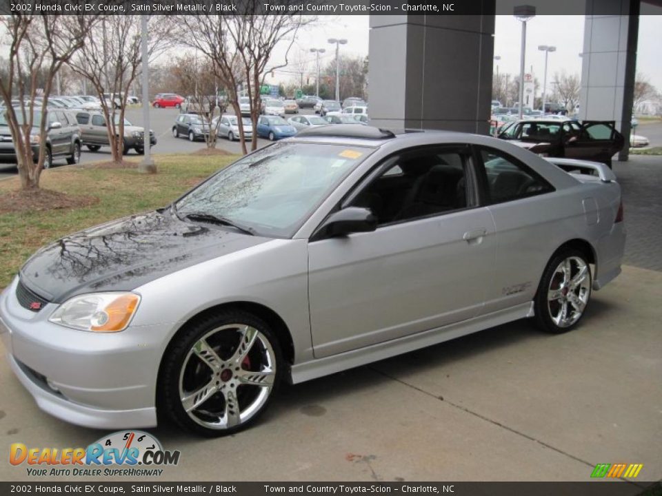 2002 Honda Civic EX Coupe Satin Silver Metallic / Black Photo #3