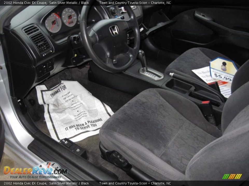 2002 Honda Civic EX Coupe Satin Silver Metallic / Black Photo #7