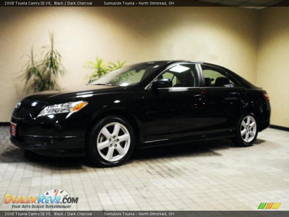 2008 Toyota Camry SE V6 Black / Dark Charcoal Photo #2
