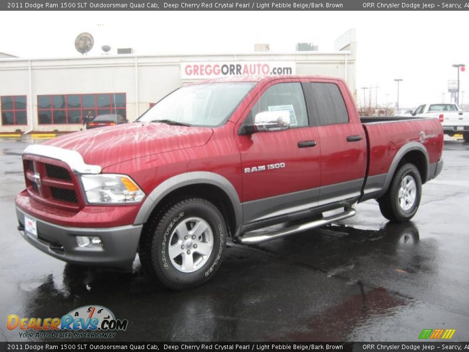 2011 Dodge Ram 1500 SLT Outdoorsman Quad Cab Deep Cherry Red Crystal Pearl / Light Pebble Beige/Bark Brown Photo #1