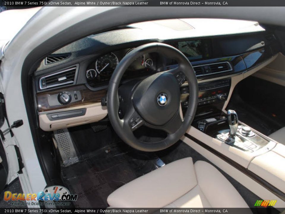 Oyster/Black Nappa Leather Interior - 2010 BMW 7 Series 750i xDrive Sedan Photo #14