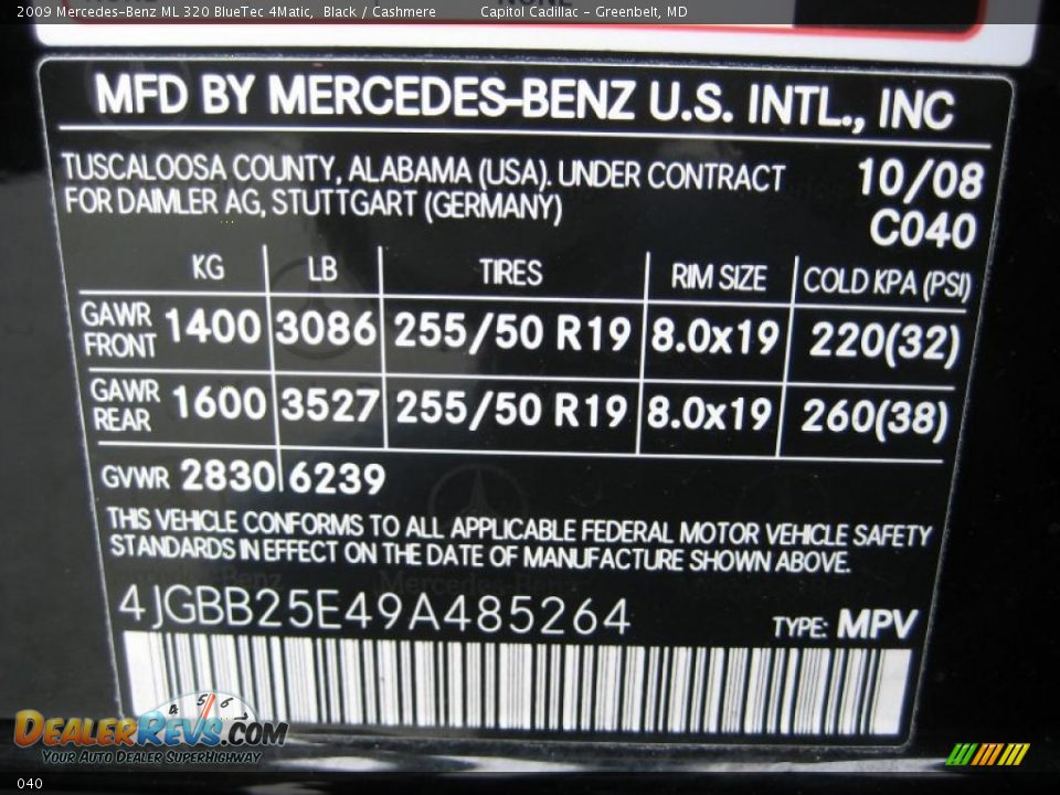 Mercedes-Benz Color Code 040 Black