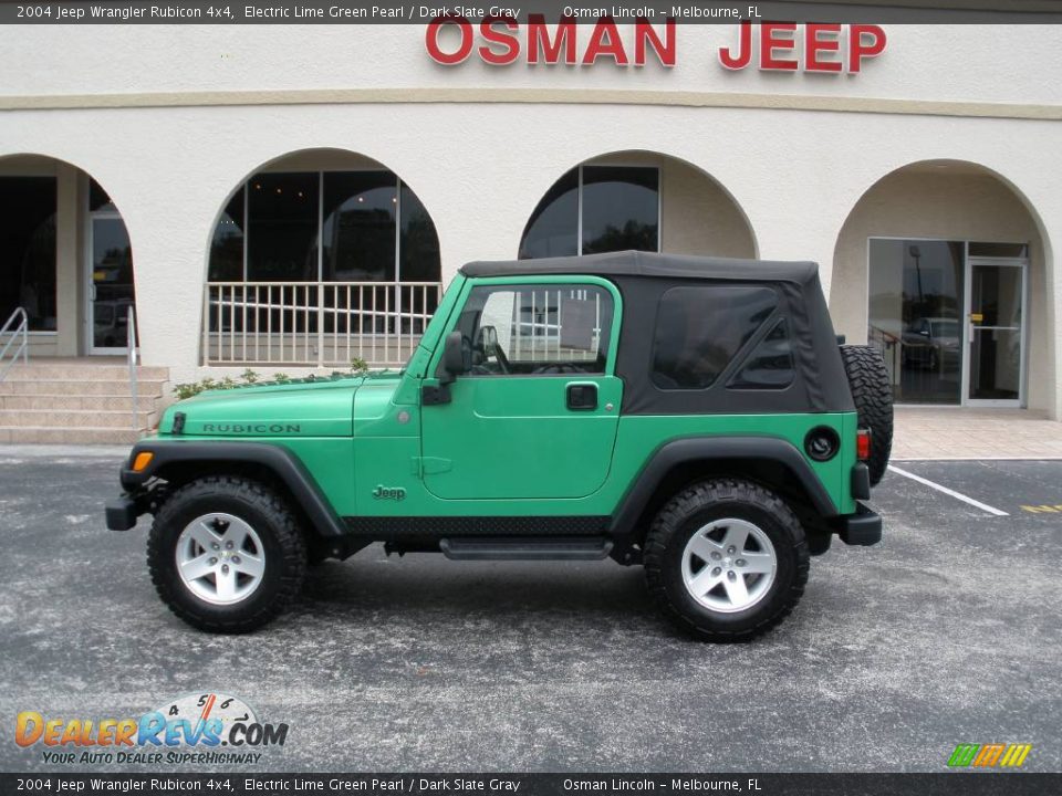 2004 Jeep Wrangler Rubicon 4x4 Electric Lime Green Pearl / Dark Slate Gray Photo #1