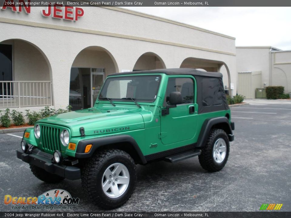 2004 Jeep Wrangler Rubicon 4x4 Electric Lime Green Pearl / Dark Slate Gray Photo #2