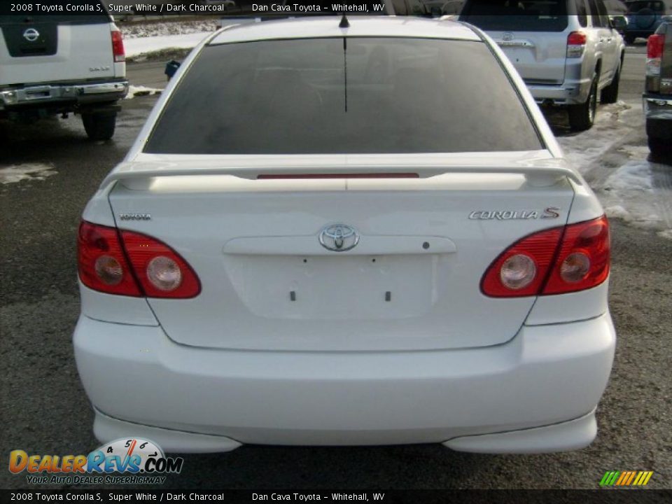 2008 Toyota Corolla S Super White / Dark Charcoal Photo #6