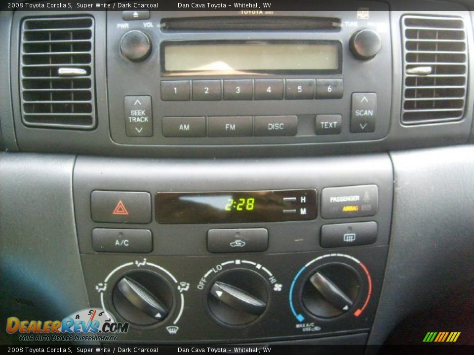 2008 Toyota Corolla S Super White / Dark Charcoal Photo #14