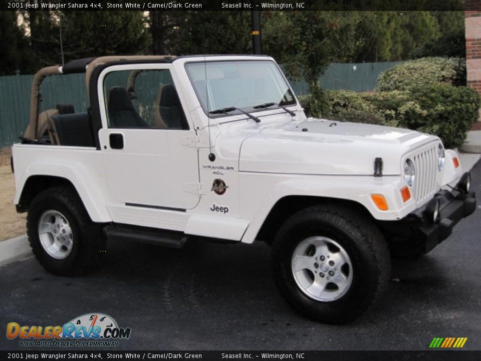 2001 Jeep Wrangler Sahara 4x4 Stone White / Camel/Dark Green Photo #21