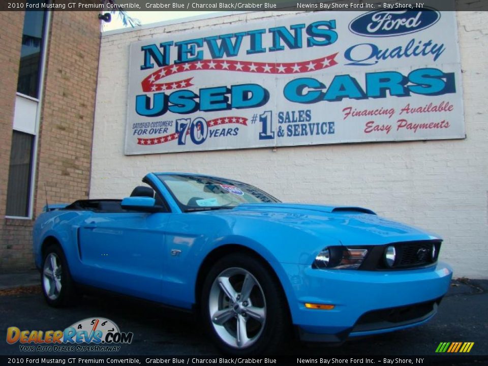 2010 Ford Mustang GT Premium Convertible Grabber Blue / Charcoal Black/Grabber Blue Photo #1