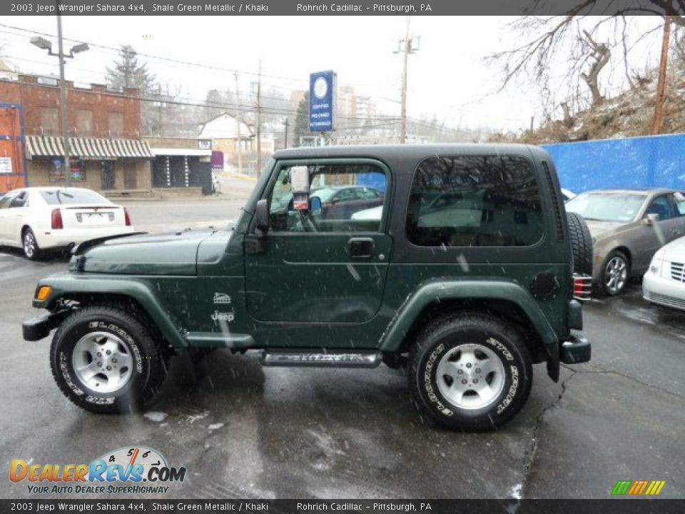 2003 Jeep Wrangler Sahara 4x4 Shale Green Metallic / Khaki Photo #2